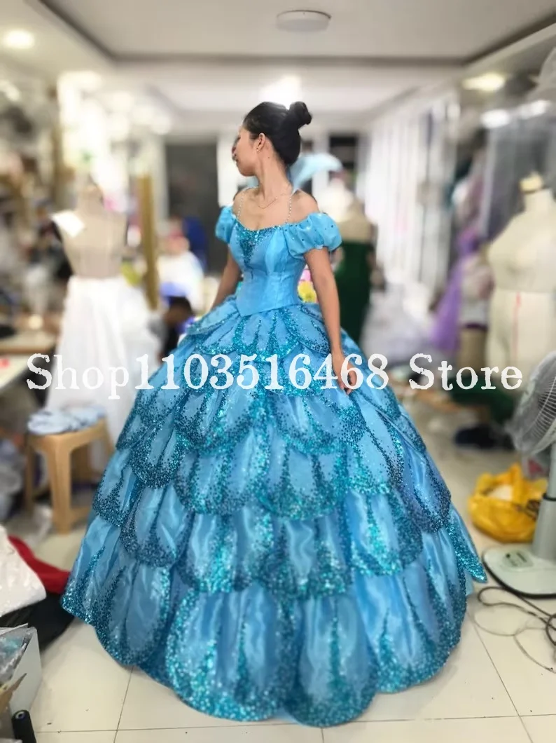 glinda in blue dress Wicked (2024) Glinda Musical Blue Dress Outfits Cosplay Costume main image 0