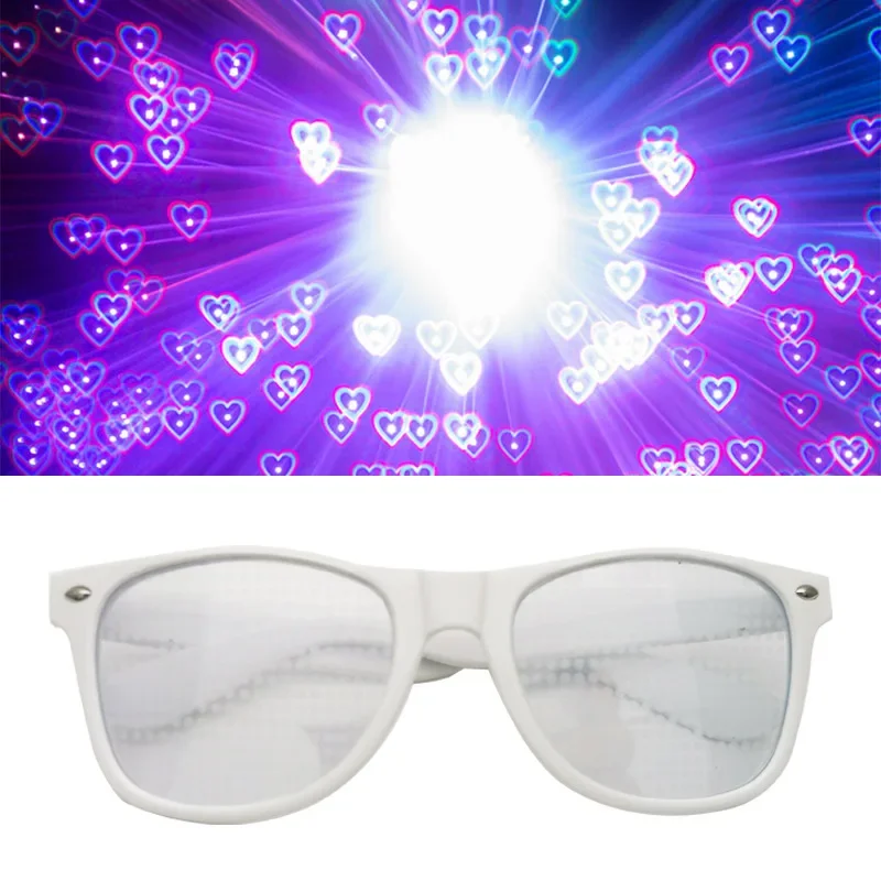 2024 3D Prism Effect Diffraction Glasses Sunglasses Rectangle Rainbow Kaleidoscope Festival Style Rave Eyewear Clear/Gray Lens