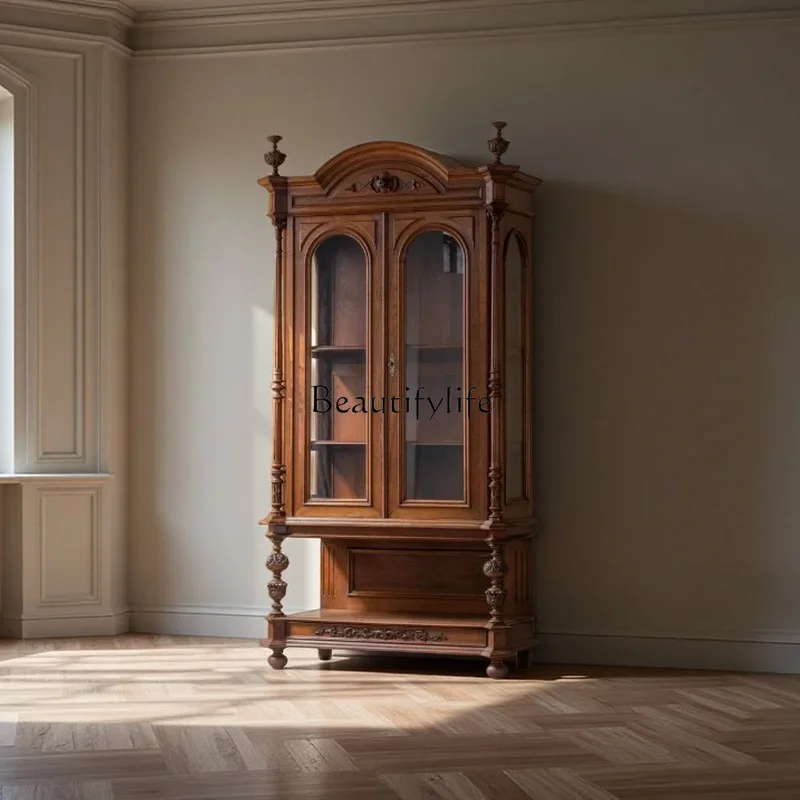 

LJYMedieval carved locker solid wood dining side storage cabinet retro