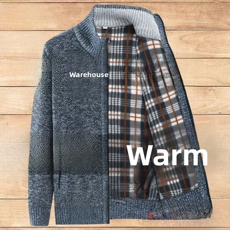 

Men's Knitted Zipper Cardigan Thiened Autumn Winter Sweater Dad Sle Long Sve Ciwalk Cotton 00% Coolmax Fiber