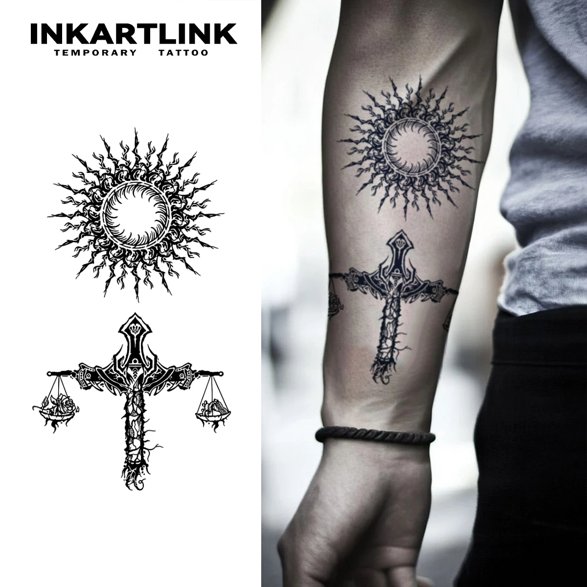 Balance Scale temporary tattoo sticker, waterproof magic tattoo, lasts to 15 days fake tattoo, semi permanent tattoo