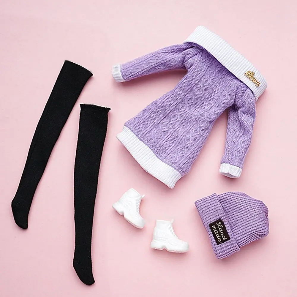 1 Set 1/6 Doll Casual Clothes Shoes Hats Winter Wear Sweaters Pants Girl Doll Wearing Set For 29~32cm Doll Clothes Accessories