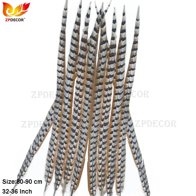ZPDECOR Natural Reeves Pheasant Feather 80-90 cm/32-36 Inch long feathers for Holiday Party Decorations Feathers