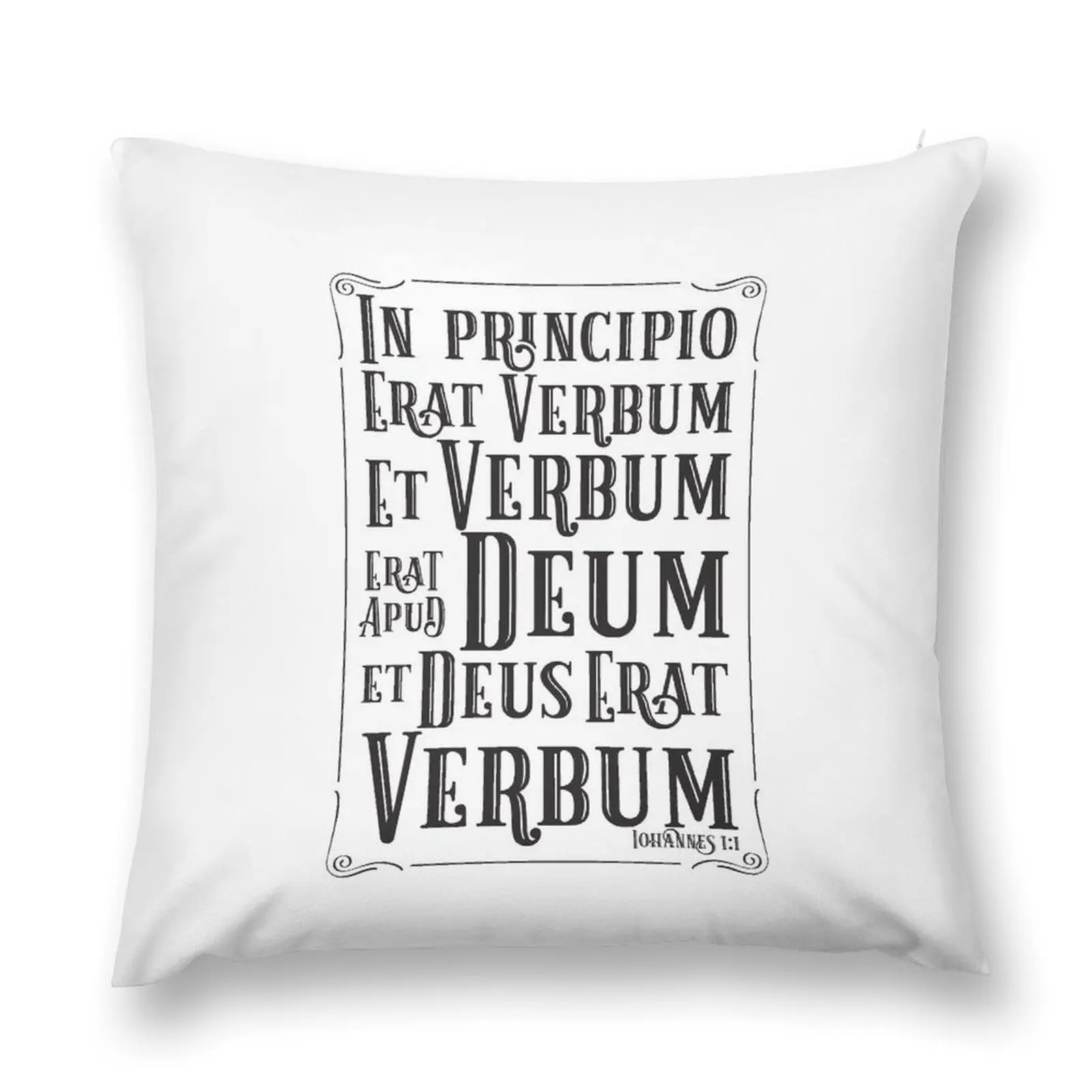 In principio erat Verbum Latin Bible Verse Black Throw Pillow Sitting Cushion Pillow Cases Pillow Cases Decorative