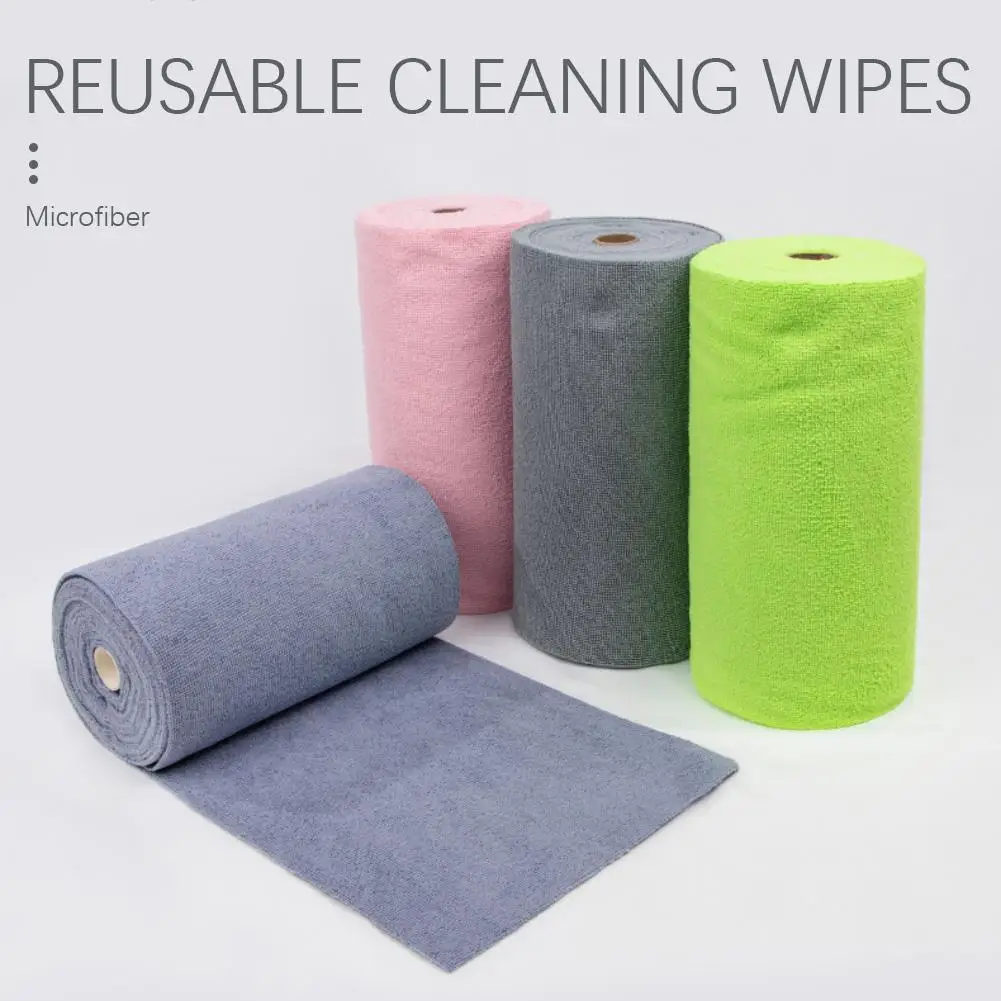 1 Roll(20pcs) 25x25CM Disposable Dish Rag, Microfiber Towel Roll, Hand Tear Cleaning Towel, Reusable Washable Microfiber Towel