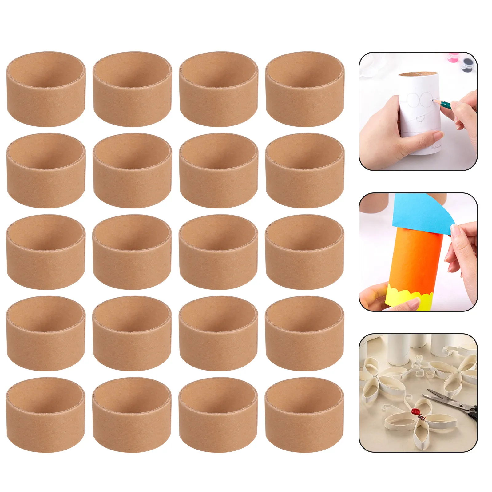 

20Pcs DIY Craft Paper Rolls Brown Cardboard Tubes High-Quality Sturdy Paintable Glue-Resistant Cut-to-Size for Creative Art
