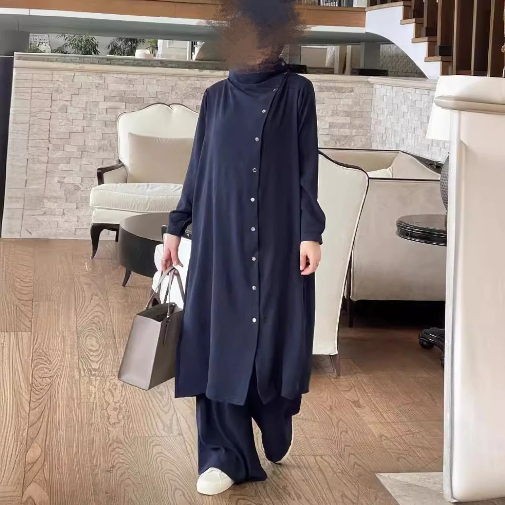 

Faionable Long Sve Комплект длинных брюк и брюк на одной пуговице из полиэфирного волокна, круглый комплект на пуговицах для молодых женщин