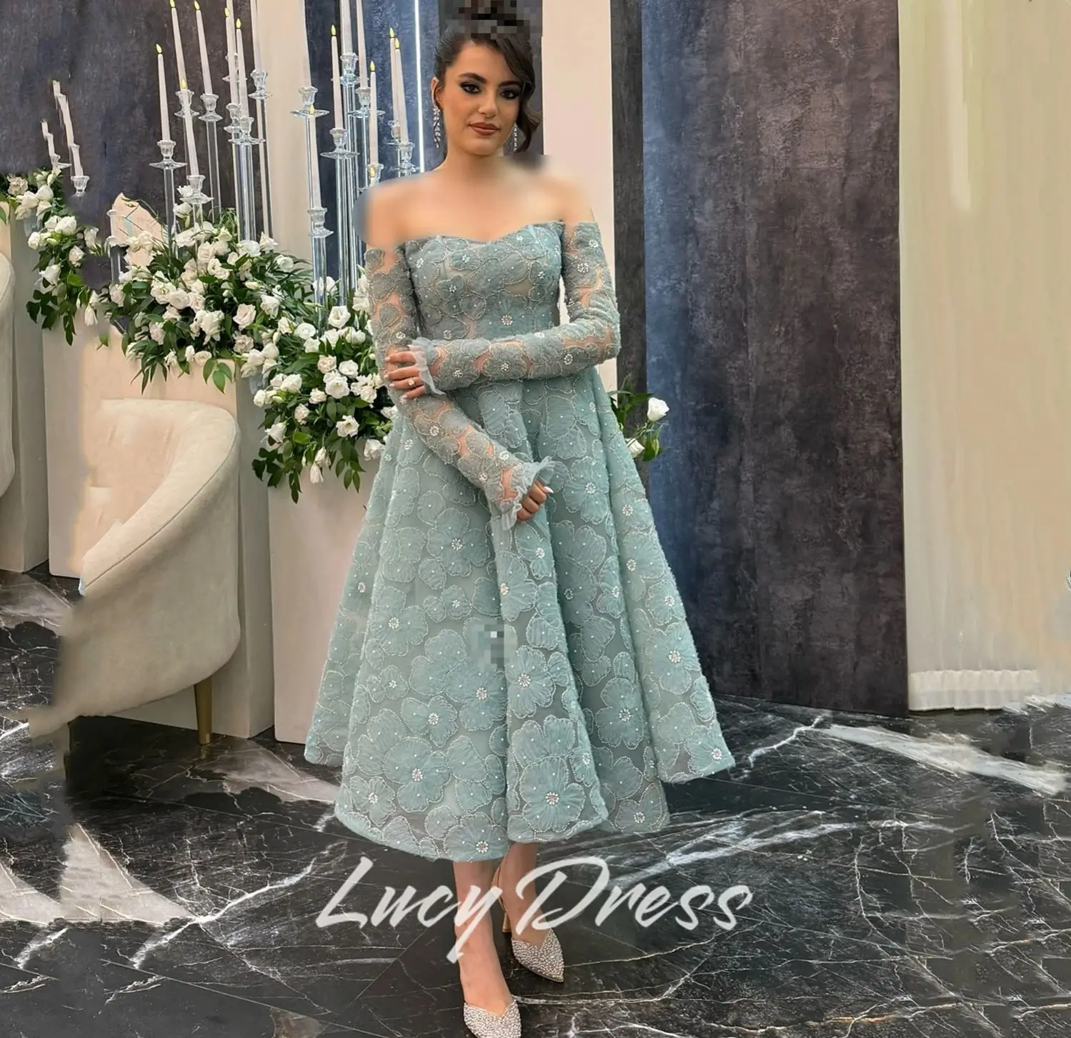 Lucy Abito da festa personalizzato Abiti da sposa e abiti da sera 2025 Abito da donna per occasioni speciali Abiti da ballo in tessuto floreale