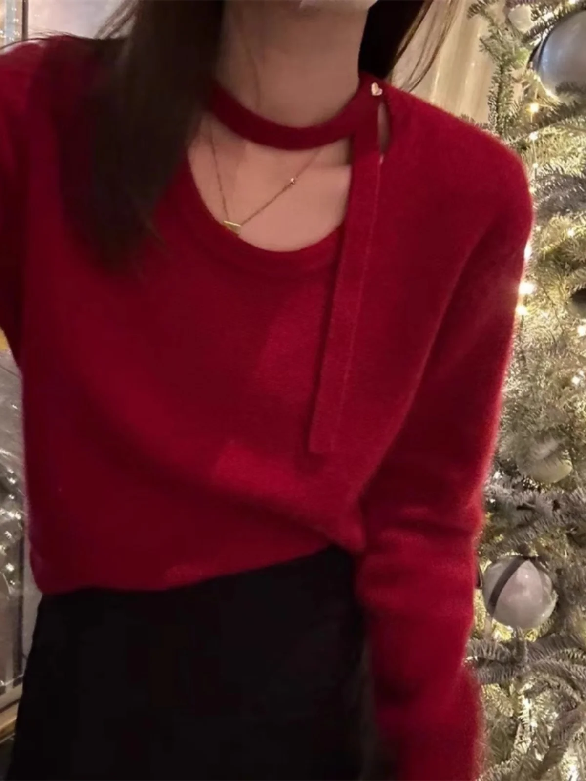 

Ele New Year Design Women's Knitted Sweater Ne Hanging Sa Early Autumn Sli Beautiful Top Thi Warm Long Sve