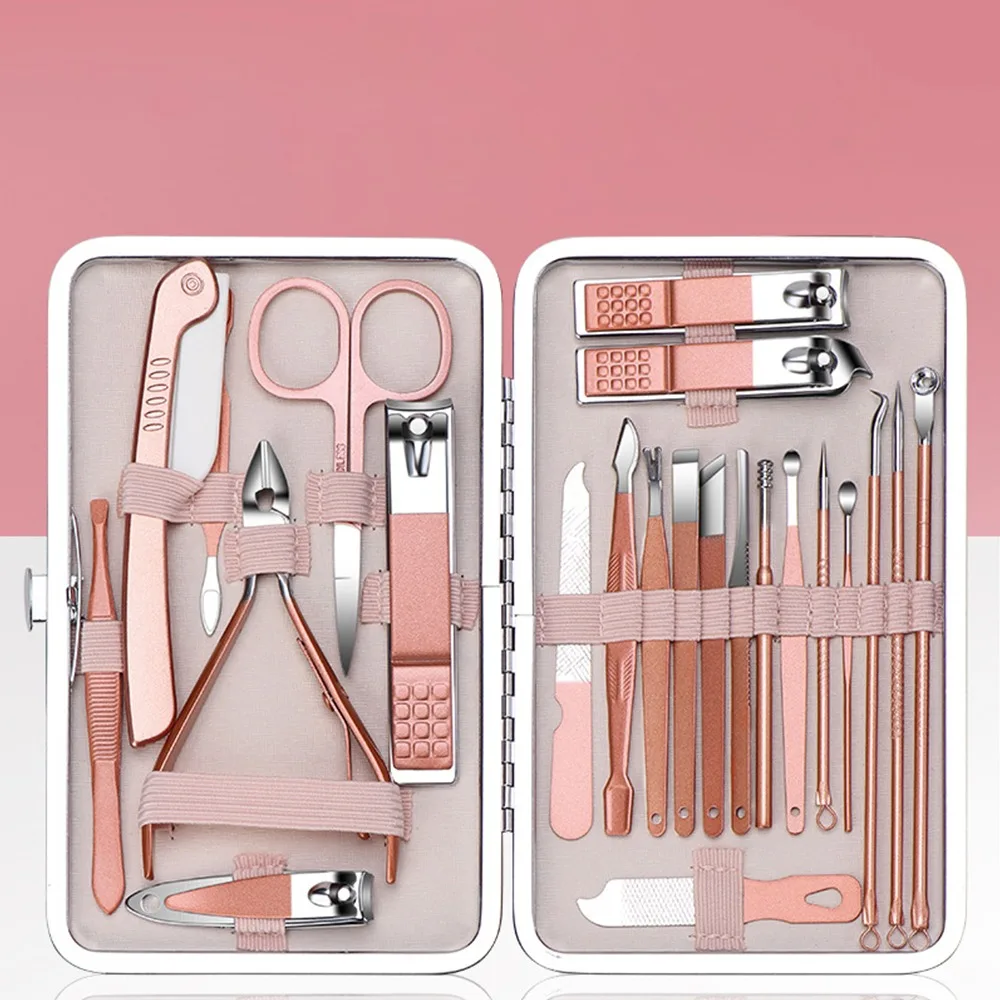 Kit de manucure en acier inoxydable, coupe-ongles, or rose, multi-quantité au choix, kit de pédicure, soins des ongles, outils de toilettage