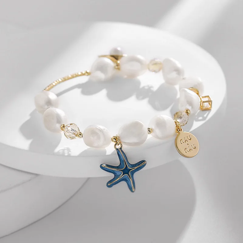 Neue Ankunft Trendy Starfish & Shell Design 14K Gold Gefüllt Natürliche Süßwasser Perle Damen Charm Armband Schmuck Für Frauen geschenk – Detail 3