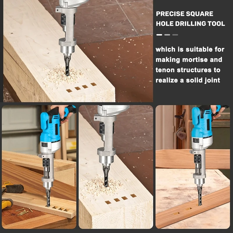 اثنين من حزمة ثقب مربع مثقاب الخشب محول مثقاب الخشب حامل المهنية ملحق محول نقر مثقاب الخشب لحفر اليد