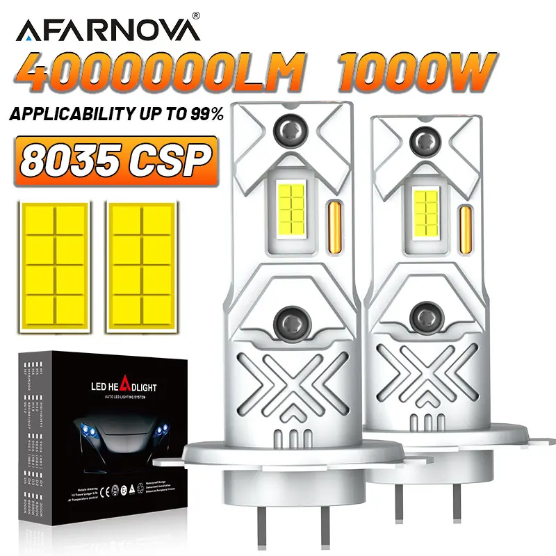 

1000 Вт Высокая мощность H7 LED CANBUS Свет Мини-налобный фонарь Размер 1:1, беспроводной H7 Автомобильные светодиодные лампы для фар без ошибок 6000K Белый 12 В