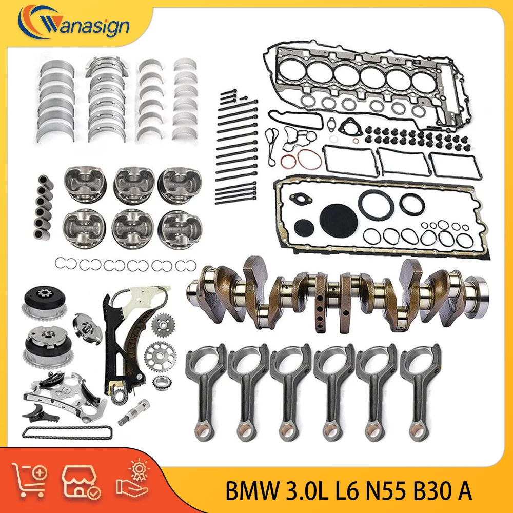 

AUTO Engine Overhaul Rebuild Kit Crankshaft Con Rods Timing Set For BMW 1 2 3 4 5 6 7 X1 X3 X4 X5 X6 3.0L L6 3.0T GAS 2008-2019