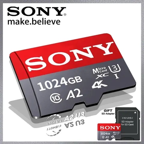 Bilashmart SONY SD Memory Card Extreme Micro Mini SD Card 1TB 512GB128GB 256GB 32GB 64GB U3 A2 TF Flash Cards for Xiaomi Phone Camera PC