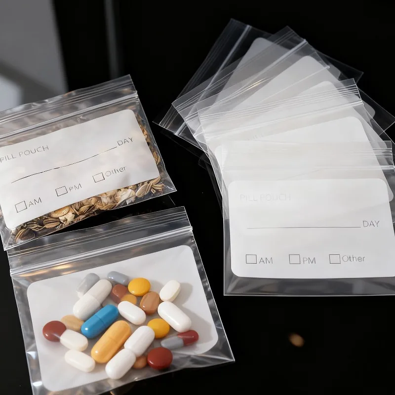 200/50 قطعة حقيبة حبوب صغيرة واضحة حبوب منع الحمل موزع أكياس المحمولة السفر جوهرة الحقيبة الذاتي ختم جوهرة أقراط حقيبة التخزين مقاوم للماء #3