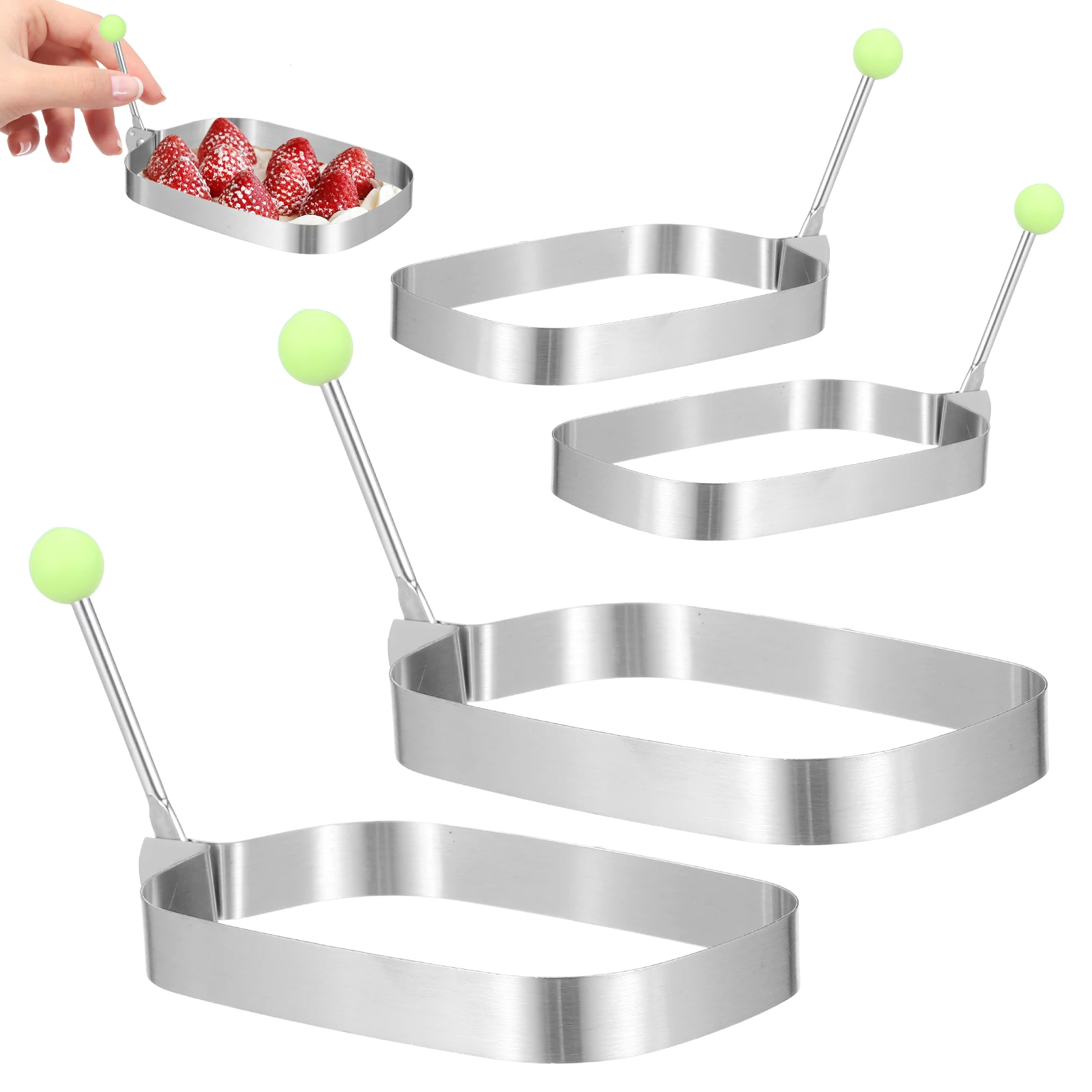 

4pcs Stainless Steel Rectangular Cake Ring Mousse Mold For Layered Cakes Crepes Omelette Pancake Maker Baking Tool Kitchen Mold