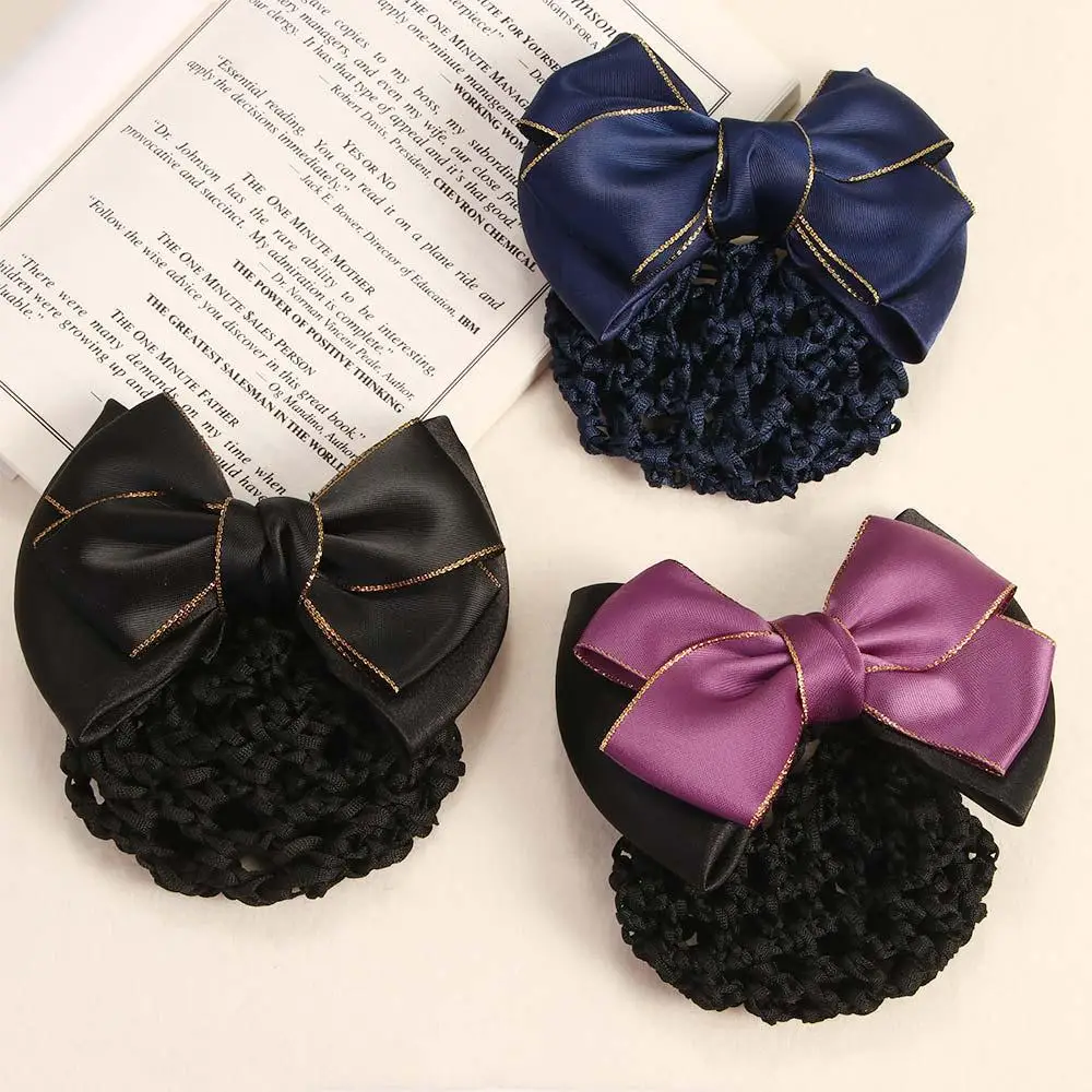 Hotel Bank Ladies Headwear Professional Flight Attendant Hair Clip Hairgrips Bow Hair Net Snood