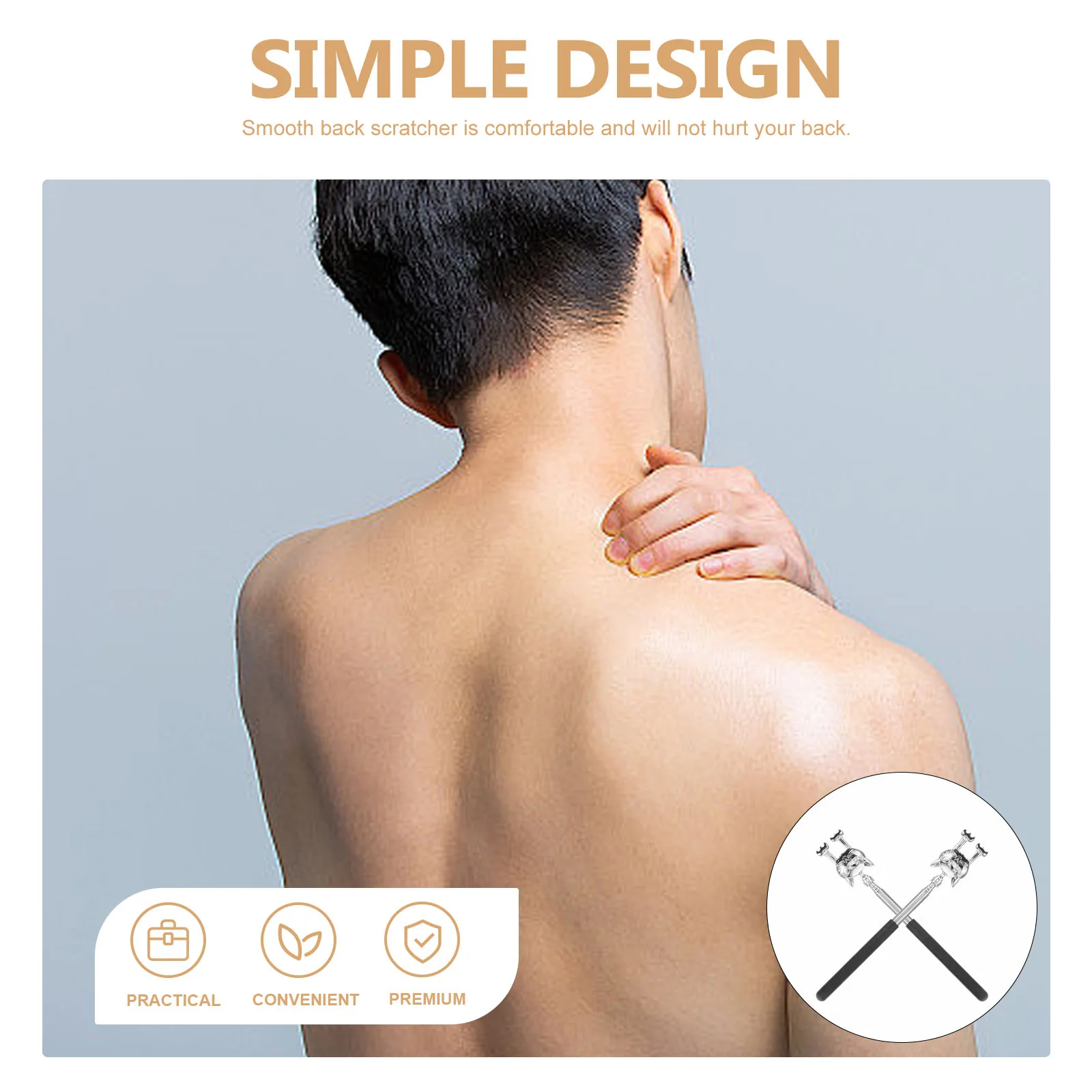 

Mobestech 2 шт. портативный скребок для спины, ручной корпус для снятия зуда, черный