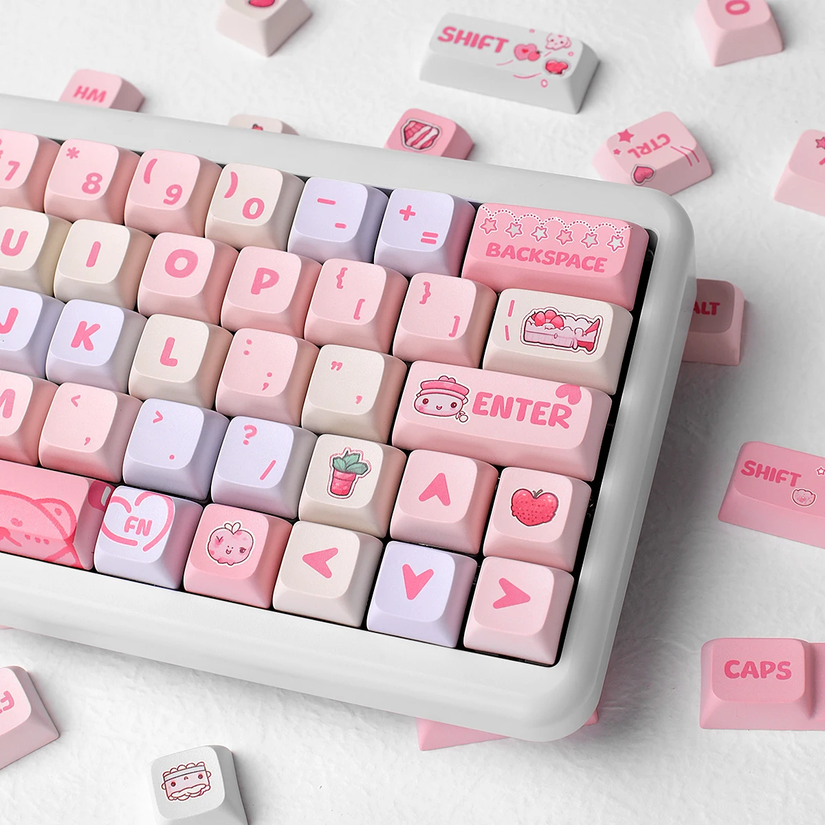 

Keycap pbt XDA Key Cap Pink Dye Five-sided Sub Keycaps For dz60/RK61/gk64/68/84/980 Mechanical Keyboard gmk Keycaps ISO Enter