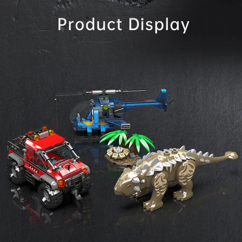 29004 403PCS Ankylosaurus Elicottero Campo Building Blocks Dinosauro Uovo Modello Kit Piccole Particelle Ornamenti Giocattoli Regalo Del Capretto