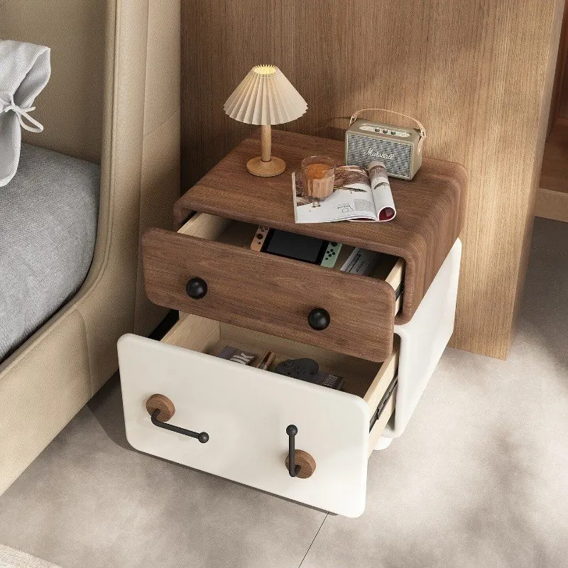 Elegant Designer Look Nightstands Drawer Classic Wooden Unique Bedside Tables Modern Narrow Mesitas De Noche Furniture For Home