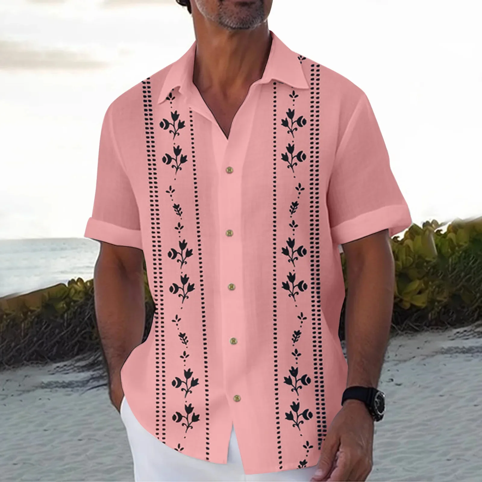 Tropical Flower Hawaiian Shirt Flower 3D Printed Shirt Men's Fashion Oversized Shirt Men's Lapel Shirt Beach Men's Clothing