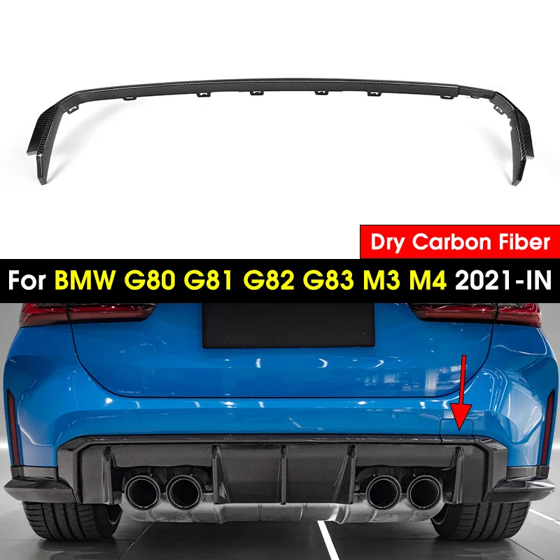 OEM Style Car Styling Dry Carbon Fiber Rear Bumper Trim Lip Diffuser Strip Protect Cover For BMW G80 G81 M3 G82 G83 M4 2021-IN