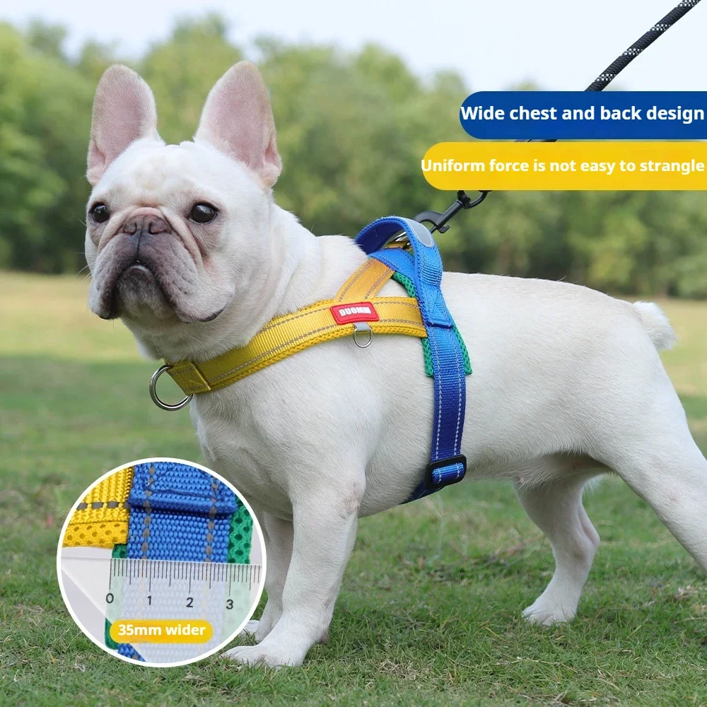 Dog Chest HarnessThree Color Collision No Collar Saddle Style Dog Harness Wrap-around Craft Webbing Wider  Pet Supplies