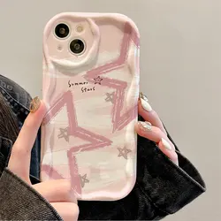 Pink stars Phone Cases For OPPO A17 A16 A53 A32 A33 A57 5G A15 A3S A5S A54 A31 A9 A5 2020 A55 A74 A95 4G A96 A52 A72 A92
