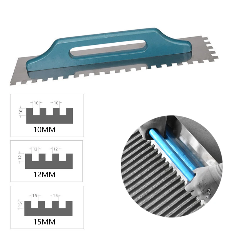 Imagem -05 - Wood Handle Serrated Tile Trowel Niveling Slot Bricklayer Tiling Tool Piso e Parede 48cm 10 mm 12 mm 15 mm