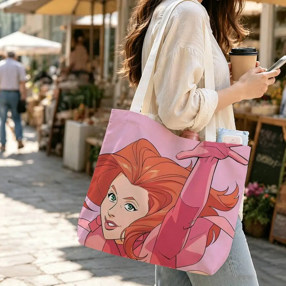 

I-Invincible A-Atom Eve Large Capacity Cotton Polyester Shoulder Tote Bag, Cute Zipper Handbag for Shopping Travel Daily Use