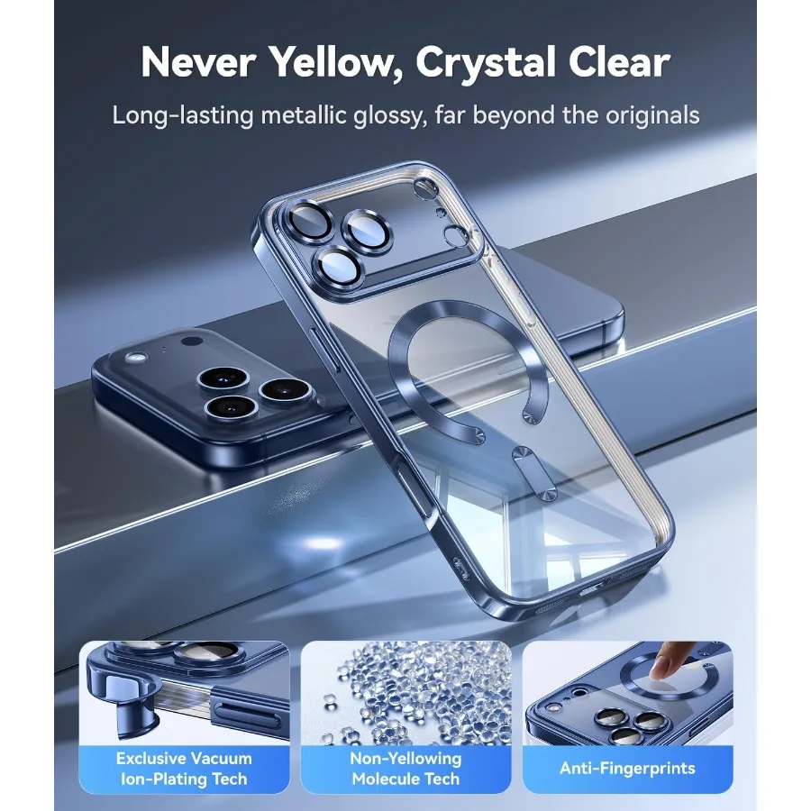 아이폰 17 프로 맥스용 반투명 보호 케이스, 풀 카메라 렌즈 보호 및 군사 등급 낙하 방지 기능 포함, 1X S 포함