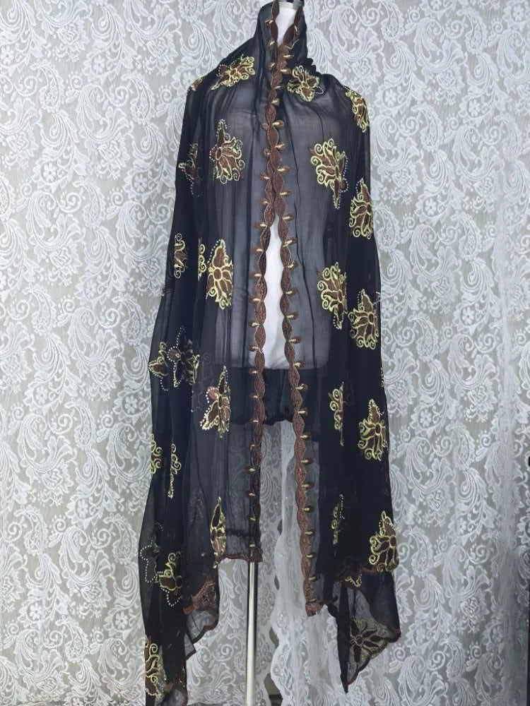 Schal Muslimische Afrikanische Tücher Chiffon Gute Qualität 2026 Neueste Afrikanische Muslimische Islamische Hijab Dubai Stickerei Schal Kashkha Dubai – Detail 26