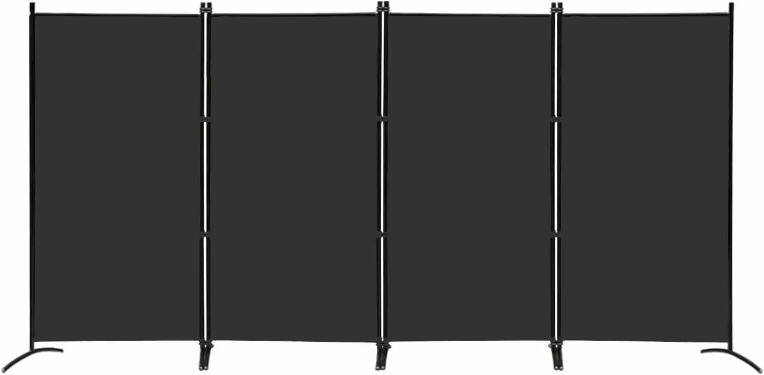 

4 Panel Privacy Screen Room Divider, 6FT Tall Portable Office Wall Separator, Black, Foldable & Adjustable