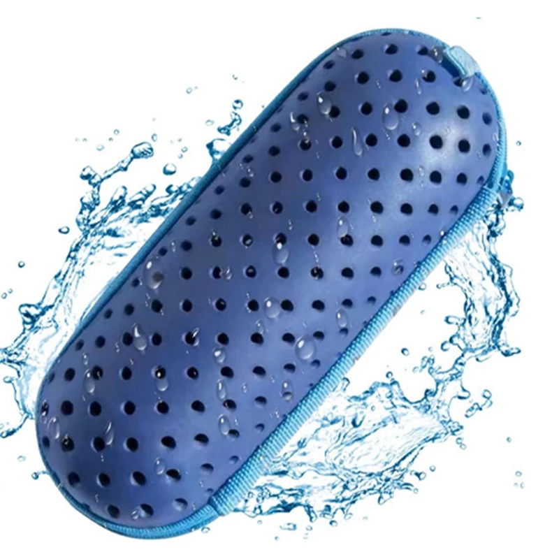 Funda de gafas de natación azul oscuro, estuche de protección de gafas con Clip, orificio de drenaje, estuche de gafas con cremallera, fácil de instalar, fácil de usar