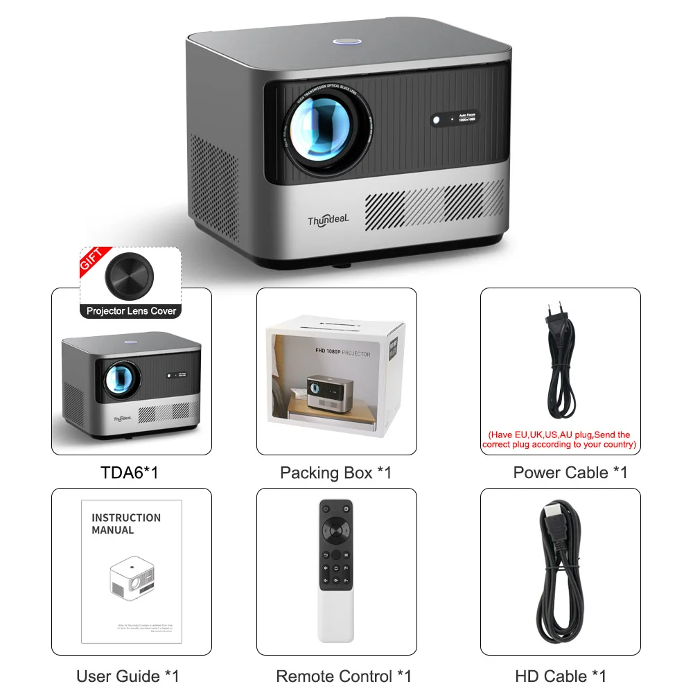 ThundeaL TDA6 Full HD Projektor 1080P 2K 4K Video Heimkino Autofokus 5G WLAN Android Projektor TDA6W 3D Tragbarer Beamer – Detail 29