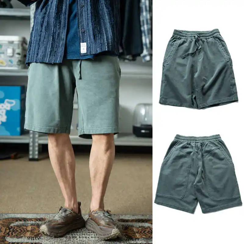 High Quality Washed Multi Pocket Cut Design Loose Knit Shorts with Drawstring Summer Sweatpants for Men and Women