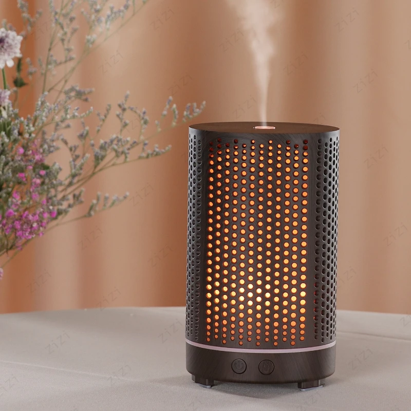 Hollow Hole Wood Grain Atomization Humidification Aromatherapy Machine USB Seven Color Light Aromatherapy Machine