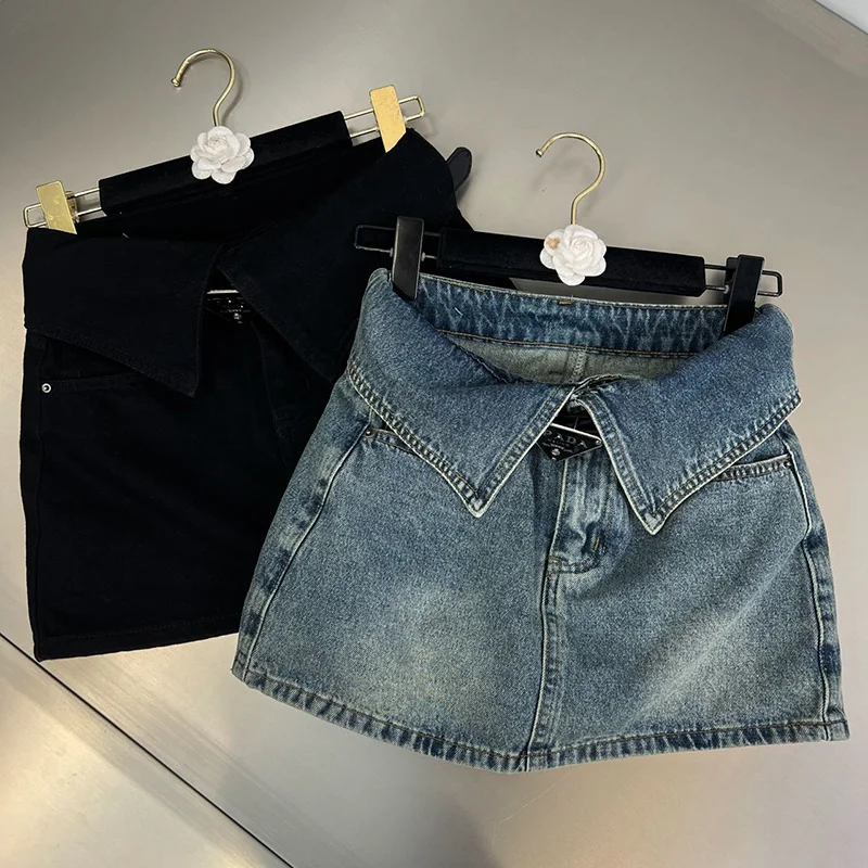 Fashion High Waist Denim Mini Skirt Women\'s 2023 Summer New Fashion Button Zipper Slim Fit Korean Street  Casual A-line Skirt