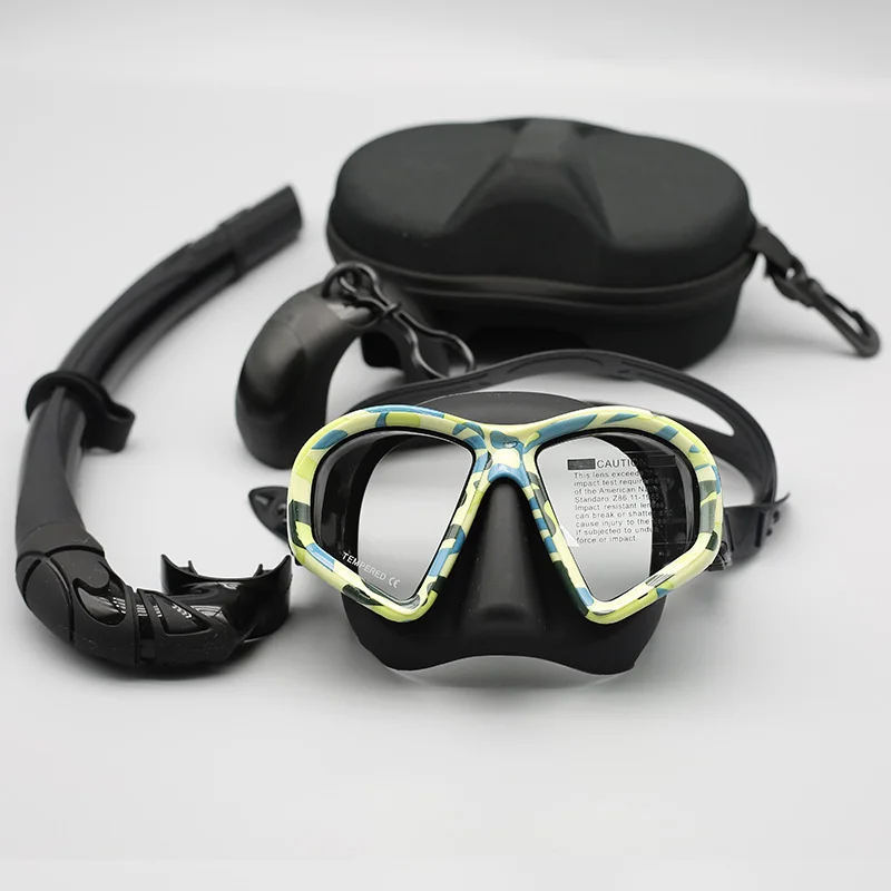 

camouflage low volume face mirror anti fog film tempered glass liquid silicone diving face mask diving mirror deep diving