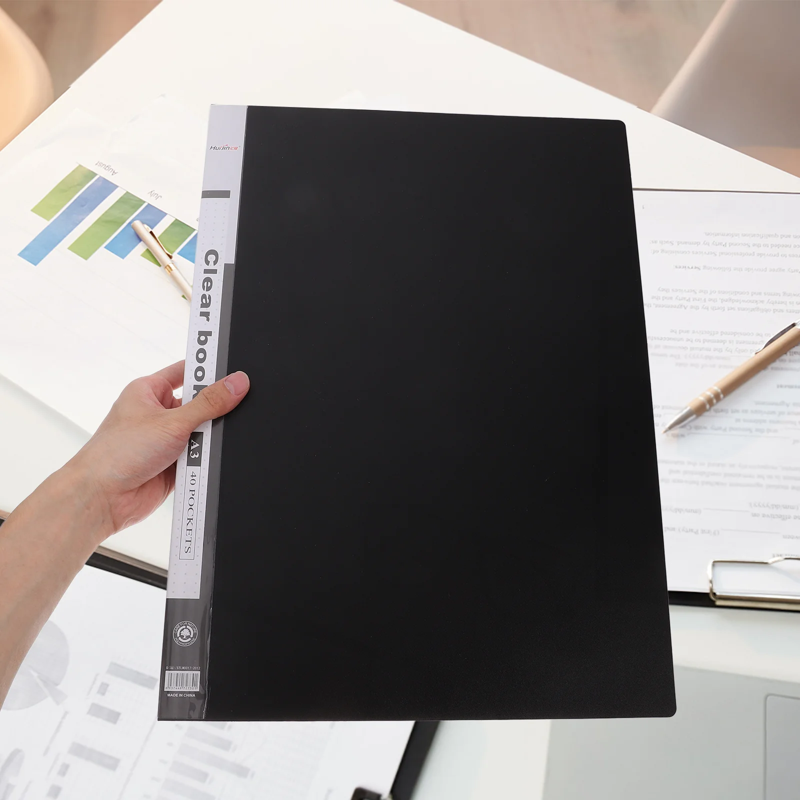 

A3 File Organizer Plastic Presentation Book Portfolio Folder Large Capacity Clear Sleeves Document Protector for Art Music