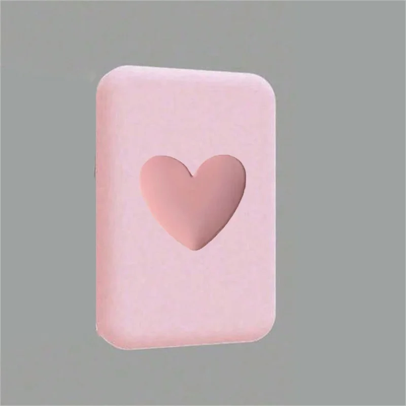 3D Pink Love Heart For Apple Magsafe External Battery Case Wireless Magnetic Battery Cover Black All-inclusive Shockproof Soft