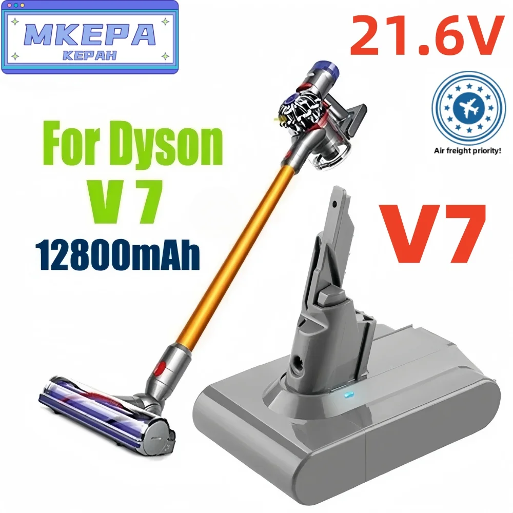 V7 9800mAh 21.6V ForDyson Battery Longer Runtime and Stronger Suction Replacement V7 Animal Trigger Motorhead Pro Fluffy SV11