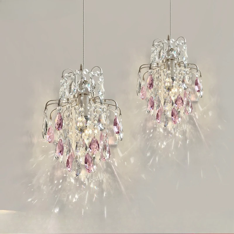 Frenchmedieval style bedside small chandeliercrystal diningchandelier aisle entrance light Americanretro bedroomsmall chandelier