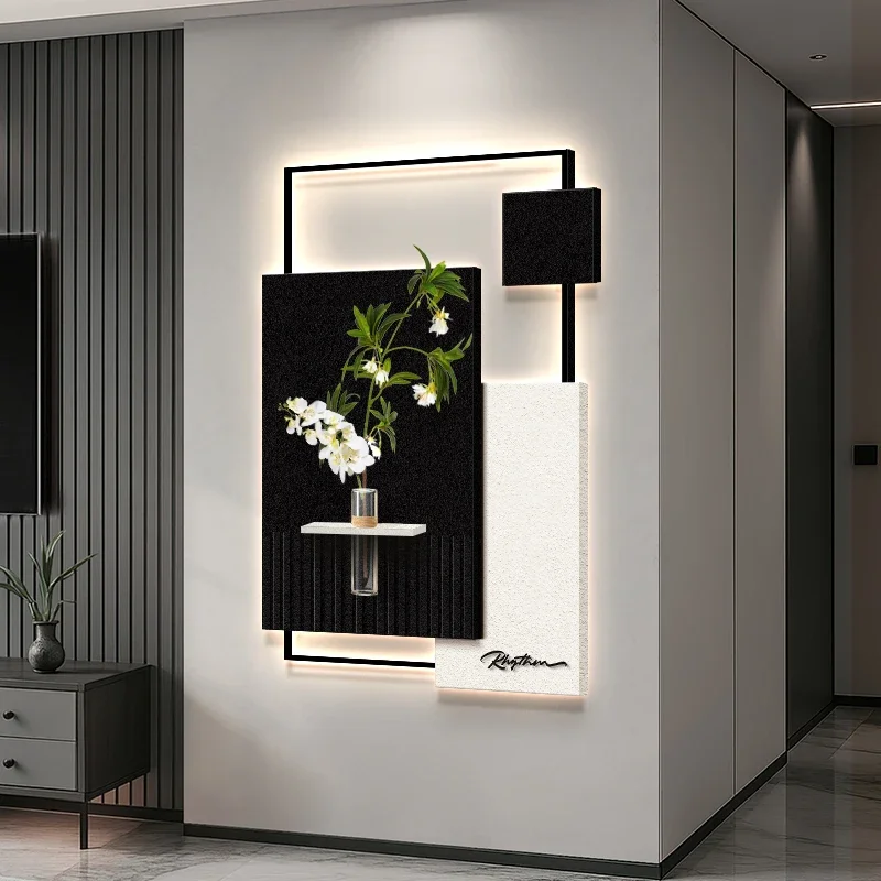 Luxury-Style 2025 New Model Entrance Hall With Lighted LED Wall Lamp, Sofa Background Wall, High-End Feel, Corridor Passage