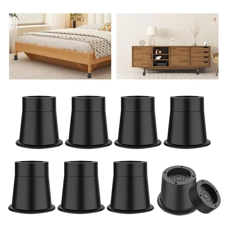 ABJN-3 Inch Bed Risers Heavy Duty Furniture Riser, Bed Lifts Risers, Bed Elevator Supports Up To 6,000 Lbs 8 Pack