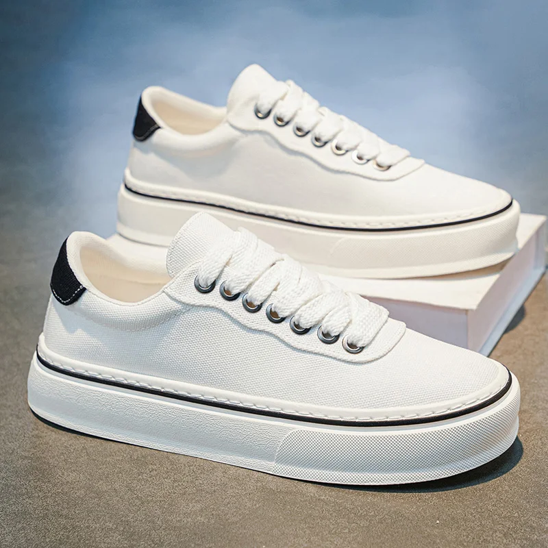 

Casual Canvas Men's Shoes Breathable Summer Thick Bottom Anti-Slip Original Design Sporty White Trendy Sneakers Versatile Lei...