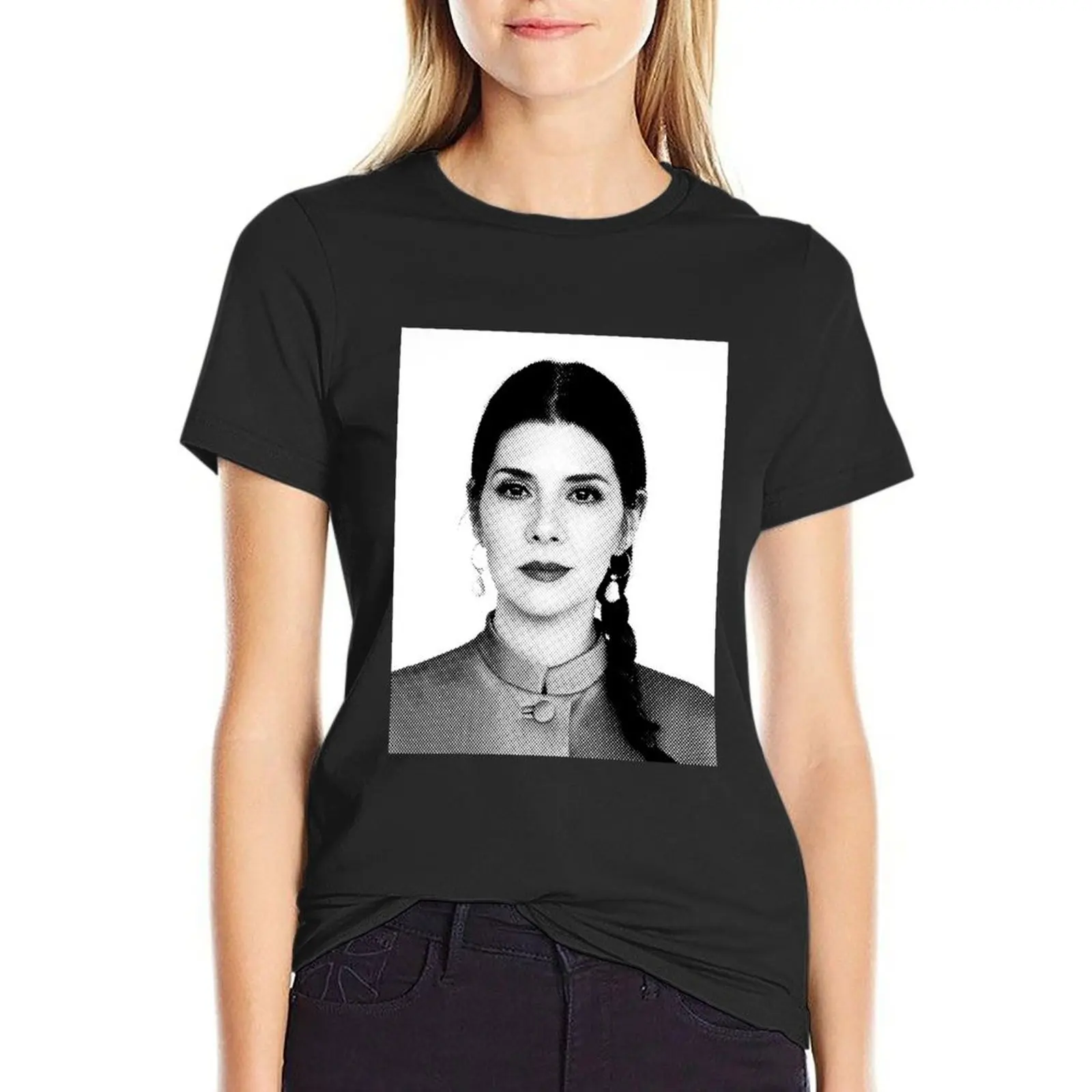 Marisa Tomei Black & White Portrait Made Of Points T-Shirt Blouse plain sweat Aesthetic clothing t-shirts for Women loose fit