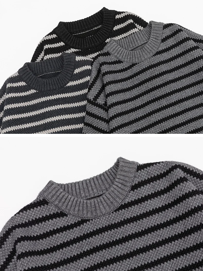 Maglione lavorato a maglia a righe uomo autunno inverno sciolto casual moda vintage pullover maglione uomo maglione top vestiti